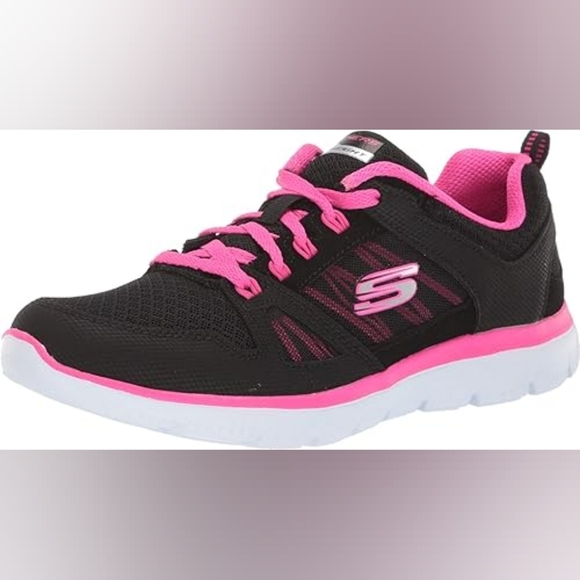 Skechers Women's Black and Pink Athletic Shoes, Size 8.5 - Picture 1 of 7